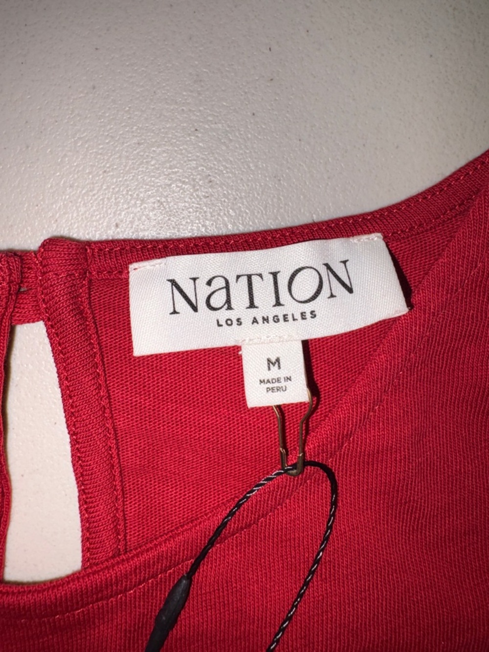 NWT NATION Los Angeles Red Cotton Ruffle Sleeve Mini Dress Size M - Picture 3 of 12